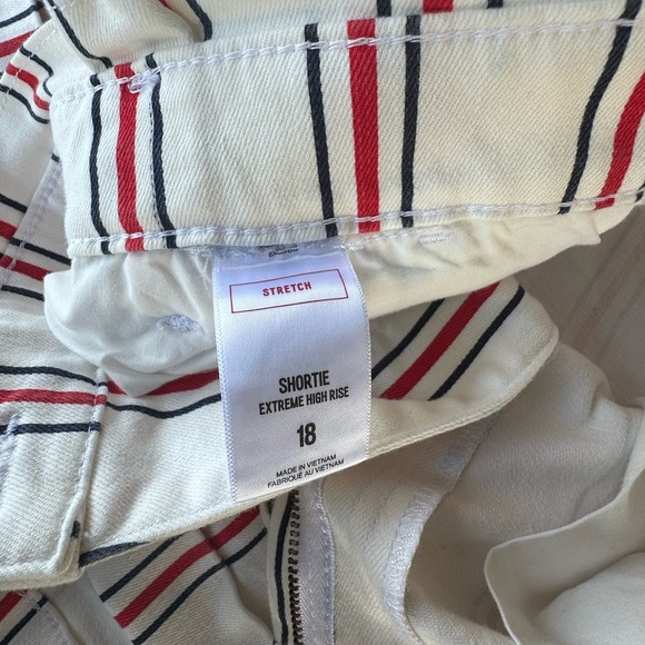 Express Womens Jean Shorts Shortie Extreme High Rise Stripe Size:18 - Picture 8 of 14